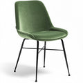 Elegant groene eetstoel met slanke metalen poten