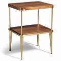 **Moderne bijzettafel met houten blad en gouden verstelbare poten**